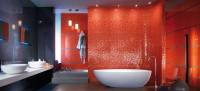 carrelage salle de bain rouge